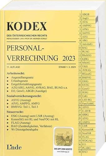KODEX Personalverrechnung 2023 (Kodex des Österreichischen Rechts) von Linde Verlag Ges.m.b.H.