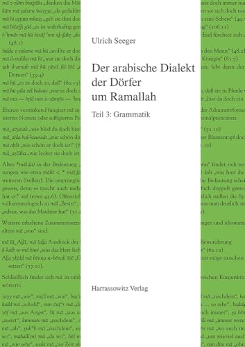 Der arabische Dialekt der Dörfer um Ramallah: Teil 3: Grammatik (Semitica Viva, Band 44)