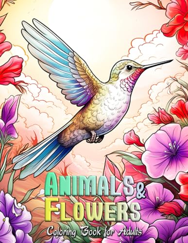 Animals & Flowers Coloring Book for Adults: Enchanting Garden Fauna Illustrations von Independently published