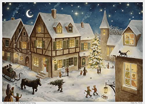 Adventskalender "Weihnachtsabend im Dorf": Papier-Adventskalender von Richard Sellmer Verlag