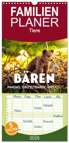 Familienplaner 2025 - Bären - Pandas, Grizzlybären und Co. mit 5 Spalten (Wandkalender, 21 cm x 45 cm), CALVENDO von CALVENDO
