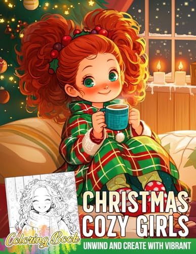 Christmas Cozy Girls Coloring Book: Warm Holiday Vibes Coloring Pages Featuring Cute Characters in Festive Scenes Illustrations for All Ages Creativity & Relaxation
