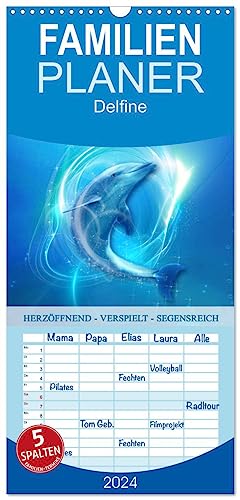 Familienplaner 2024 - Delfine - Kalender mit 5 Spalten (Wandkalender, 21 cm x 45 cm) CALVENDO
