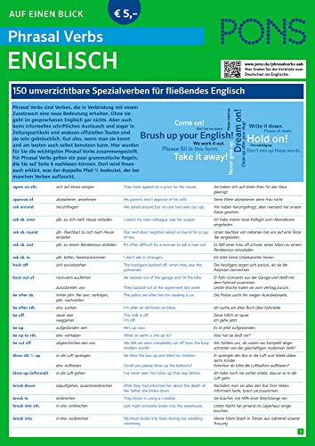 PONS Phrasal Verbs auf einen Blick Englisch: 150 unverzichtbare Spezialverben für fließendes Englisch (PONS Auf einen Blick) von Pons GmbH