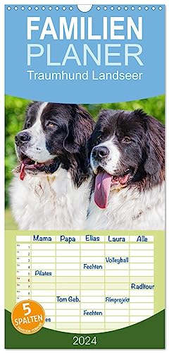 Familienplaner 2024 - Traumhund Landseer mit 5 Spalten (Wandkalender, 21 cm x 45 cm) CALVENDO