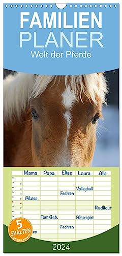 Familienplaner 2024 - Welt der Pferde mit 5 Spalten (Wandkalender, 21 cm x 45 cm) CALVENDO
