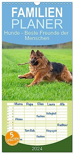 Familienplaner 2024 - Hunde - Beste Freunde der Menschen mit 5 Spalten (Wandkalender, 21 cm x 45 cm) CALVENDO