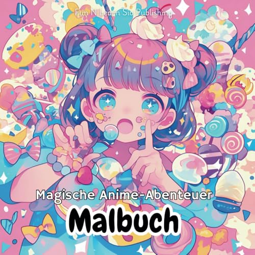 Magisches Anime-Abenteuer Malbuch: 50 Seiten mit kawaii Mädchen, umgeben von Einhörnern, Feen und süßen Leckereien!