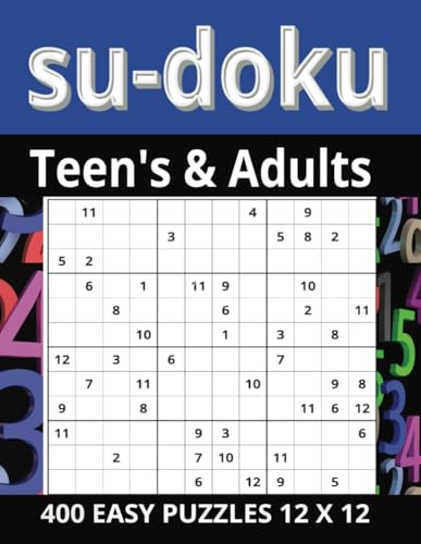 EASY SUDOKU 12x12: 400 Puzzles Book 12x12 Grid with Solutions 2 Puzzles per page von Independently published