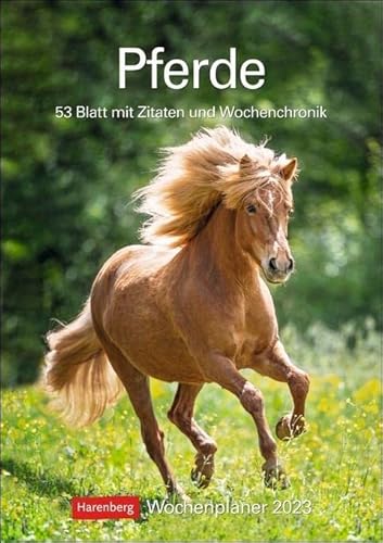 Pferde Wochenplaner 2023. Wochenkalendarium, Zitate und Pferdefotos in einem praktischen Termin-Kalender. Funktion trifft auf Design: Hochwertiger ... 53 Blatt mit Zitaten und Wochenchronik von Harenberg
