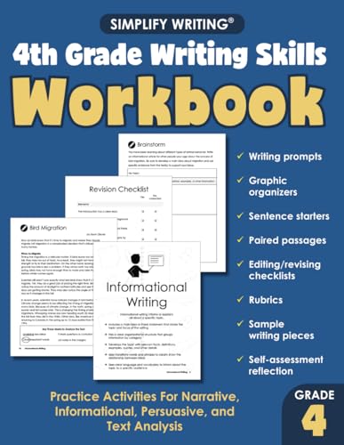 4th Grade Writing Skills Workbook: Practice Activities For Narrative, Informational, Persuasive, and Text Analysis (Writing Skills Workbooks For Home Educators and Classroom Teachers) von Performing in Education, LLC