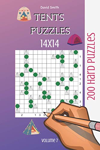 Tents Puzzles - 200 Hard Puzzles 14x14 vol.7