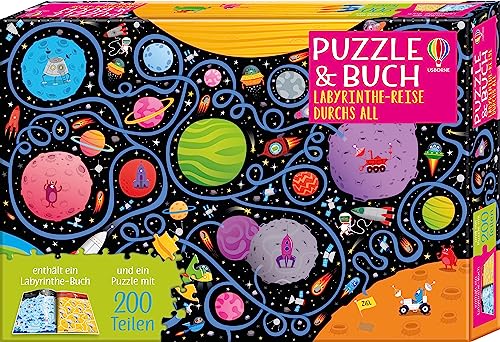 Puzzle & Buch: Labyrinthe-Reise durchs All: Set aus 200-teiligem Weltraum-Puzzle und Labyrinthe-Buch – ab 6 Jahren (Puzzle-und-Buch-Reihe)