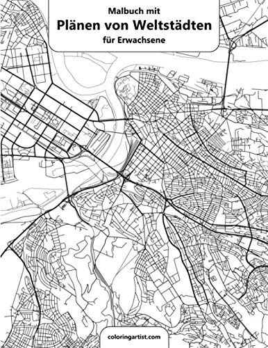 Malbuch mit Plänen von Weltstädten für Erwachsene