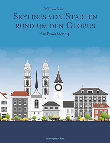 Malbuch mit Skylines von Städten rund um den Globus für Erwachsene 4