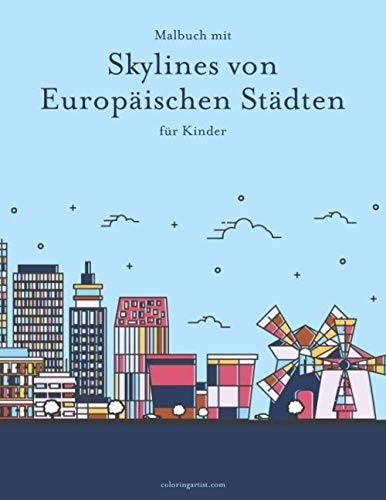 Malbuch mit Skylines von europäischen Städten für Kinder