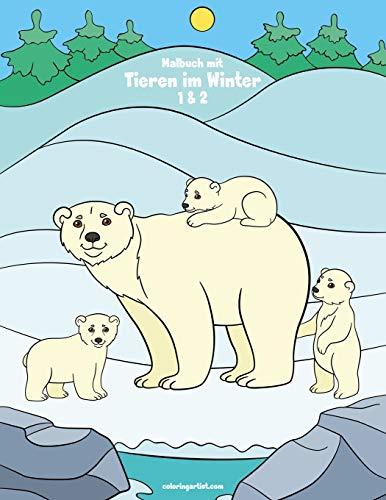 Malbuch mit Tieren im Winter 1 & 2