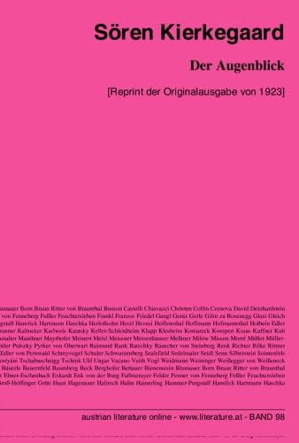 Der Augenblick: [Reprint der Originalausgabe von 1923]