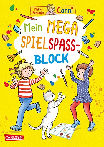 Conni Gelbe Reihe (Beschäftigungsbuch): Mein Mega-Spielspaß-Block: Rätselblock mit über 300 Zahlenspielen, Suchbildern, Logikrätseln und Ausmalbildern für Kinder ab 5 Jahren