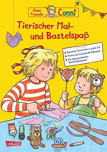 Conni Gelbe Reihe (Beschäftigungsbuch): Tierischer Mal- und Bastelspaß: Tolle Bastelvorlagen, Ausmalbilder und Rätsel für Tierfans ab 4 Jahren