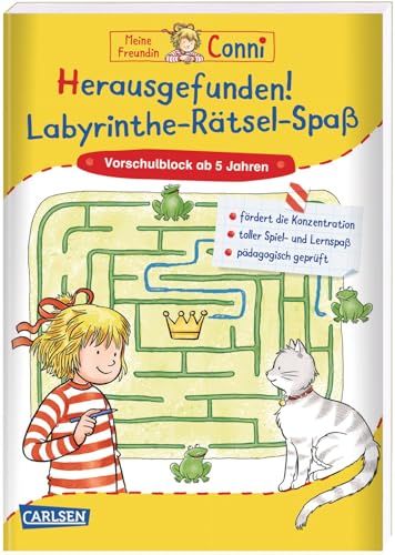 Conni Gelbe Reihe (Beschäftigungsbuch): Herausgefunden! Labyrinthe-Rätsel-Spaß: Vorschulblock mit Labyrinth-Rätseln und mehr für Kinder ab 5 Jahren von Carlsen