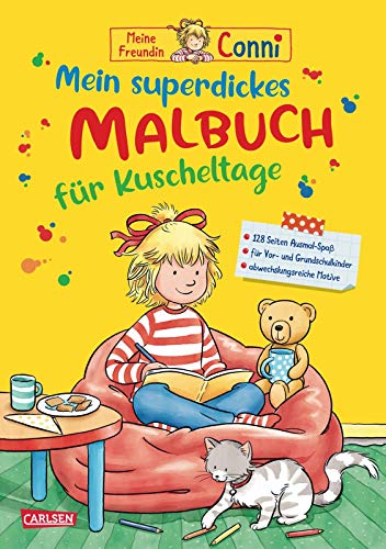 Conni Gelbe Reihe (Beschäftigungsbuch): Mein superdickes Malbuch für Kuscheltage: Mit Ausmalbildern, Mandalas und Bilderrätseln für Kindergartenkinder ab 4 Jahren