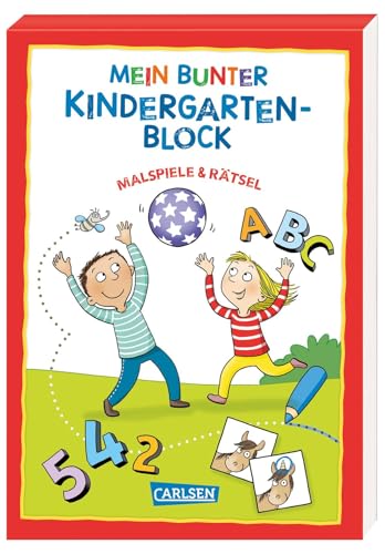 Rätseln für Kita-Kinder: Mein bunter Kindergarten-Block: Malspiele und Rätsel