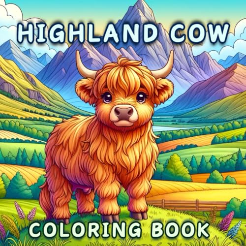 Highland Cow Coloring Book: 50 Beautiful & Relaxing Scottish Cows Coloring Pages for Adults, Kids & Cow Lovers von Independently published
