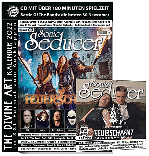 Sonic Seducer 12/2021 - 01/2022 +Feuerschwanz exkl. Remix +The Divine Art Kalender 2022 +Lacrimosa exkl. Remix +Depeche Mode +ASP +Lord Of The Lost ... + Epica + Hämatom + CD mit 3 St. Spielzeit von Thomas Vogel Media / Sonic Seducer