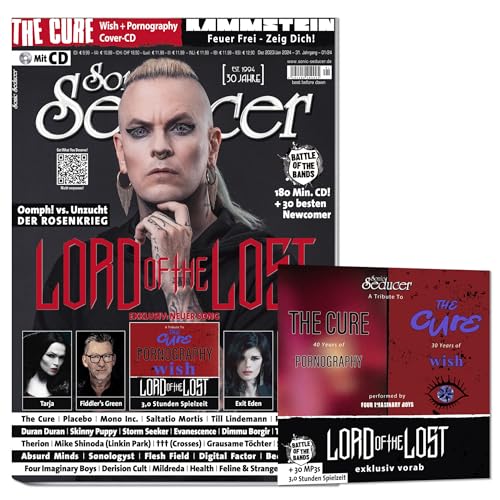Sonic Seducer 12/2023–01/2024 +Lord Of The Lost +The Cure-Cover-CD (3St. Spielzeit) +Rammstein +Lindemann +Tarja +Saltatio Mortis +Skinny Puppy ... + Placebo + Evanescence + Four Imaginary Boys von Thomas Vogel Media