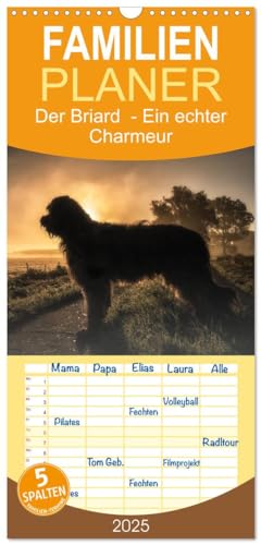 Familienplaner 2025 - Der Briard - Ein echter Charmeur mit 5 Spalten (Wandkalender, 21 cm x 45 cm), CALVENDO