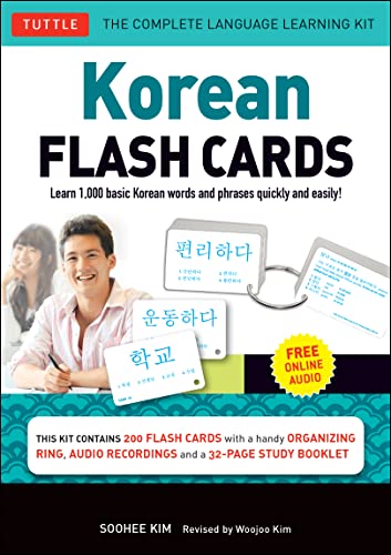 Korean Flash Cards Kit: Learn 1,000 Basic Korean Words and Phrases Quickly and Easily! (Hangul & Romanized Forms) Downloadable Audio Included