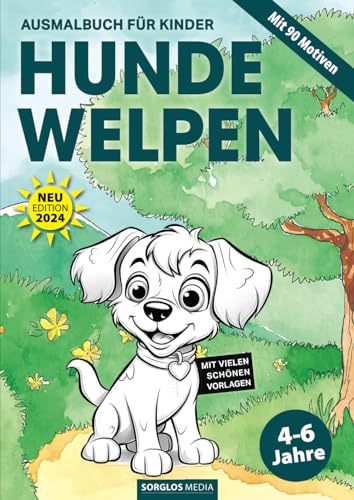 Hundewelpen Malbuch: Über 90 Malmotive – Das große Hunde-Welpen Ausmalbuch im DIN A4 Format von Independently published