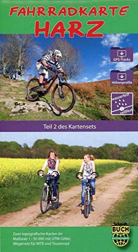 Fahrradkarte Harz - wetterfest: Zwei topografische Karten mit Wegen und Routen-Vorschlägen für Mountain- und Trekkingbike