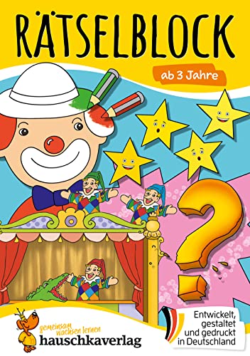 Rätselblock ab 3 Jahre - Band 1: Bunter Rätselspaß für den Kindergarten - Labyrinth, Fehlersuche, knobeln und logisches Denken fördern (Rätselbücher, Band 644) von Hauschka Verlag