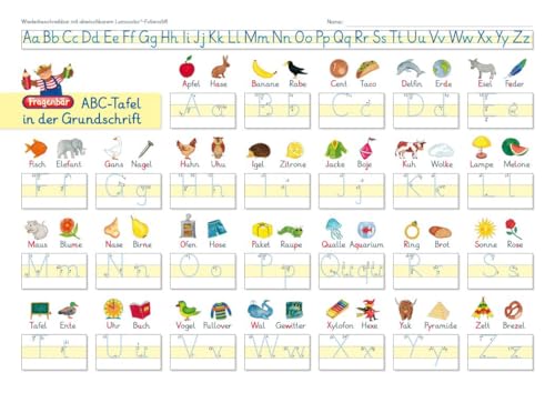 Fragenbär-Lerntafel: ABC-Tafel in der Grundschrift, 32 x 22,5 cm: stabiler Karton, folienbeschichtet, wiederbeschreibbar mit abwischbaren ... ohne Stift) (Lerne mehr mit Fragenbär)