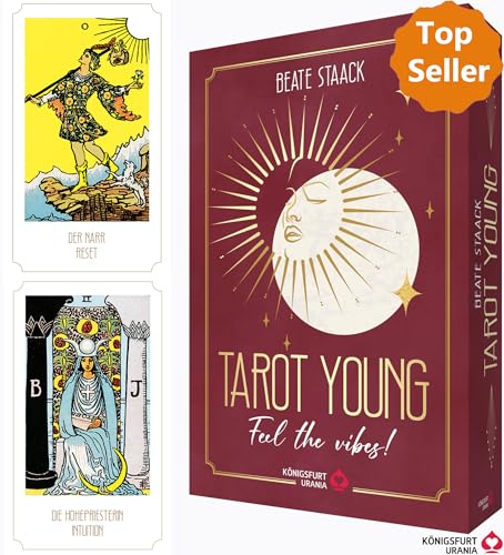 Tarot Young - Feel the vibes: 78 Tarotkarten und 208-seitiges Buch von Königsfurt-Urania