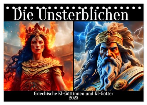Die Unsterblichen - Griechische KI-Göttinnen und KI-Götter (Tischkalender 2025 DIN A5 quer), CALVENDO Monatskalender von CALVENDO