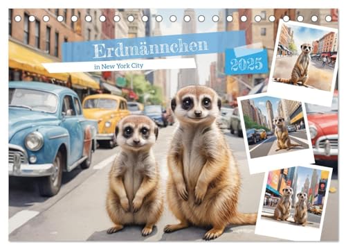 Erdmännchen in New York City (Tischkalender 2025 DIN A5 quer), CALVENDO Monatskalender von CALVENDO
