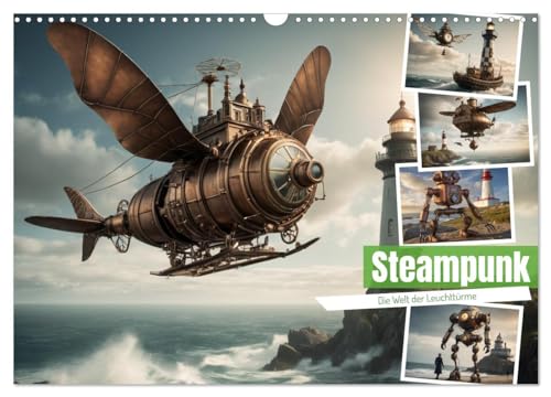Steampunk - Die Welt der Leuchttürme (Wandkalender 2025 DIN A3 quer), CALVENDO Monatskalender von CALVENDO