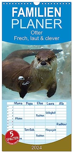 Familienplaner 2024 - Otter. Frech, laut und clever mit 5 Spalten (Wandkalender, 21 cm x 45 cm) CALVENDO