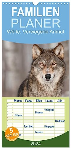 Familienplaner 2024 - Wölfe. Verwegene Anmut mit 5 Spalten (Wandkalender, 21 cm x 45 cm) CALVENDO