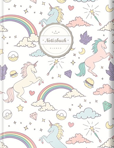 Blanko Notizbuch (©Star, A4, 156 Seiten, Softcover) || Mit Register + Seitenzahlen || Leeres Notizbuch zum Selbstgestalten, Zeichenbuch, Skizzenbuch, Blankobuch, Malbuch „Einhornmotiv“ von CREATESPACE
