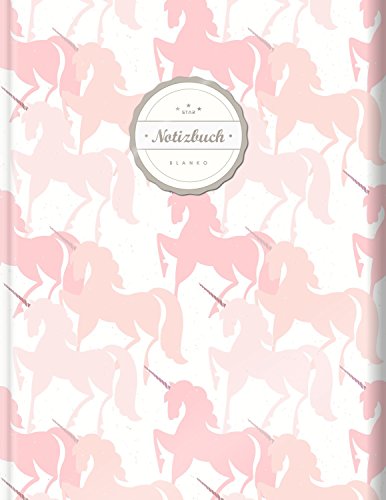 Blanko Notizbuch (©Star, A4, 156 Seiten, Softcover) || Mit Register + Seitenzahlen || Leeres Notizheft zum Selbstgestalten, Zeichenbuch, Skizzenbuch, Blankobuch, Malbuch „Rosa Einhorn“