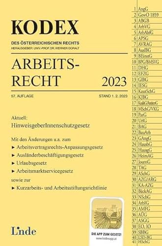 KODEX Arbeitsrecht 2023 (Kodex des Österreichischen Rechts) von Linde Verlag Ges.m.b.H.