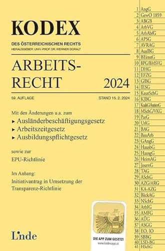 KODEX Arbeitsrecht 2024 (Kodex des Österreichischen Rechts) von Linde Verlag Ges.m.b.H.