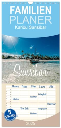Familienplaner 2025 - Karibu Sansibar mit 5 Spalten (Wandkalender, 21 cm x 45 cm), CALVENDO von CALVENDO