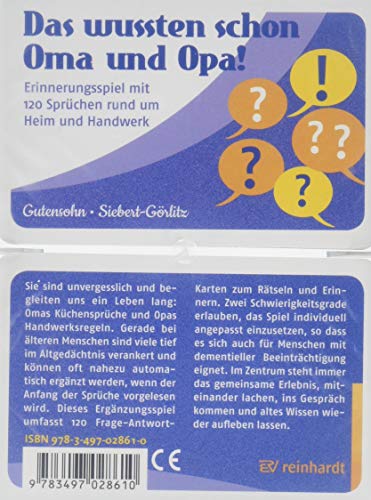 Das wussten schon Oma und Opa!: Erinnerungsspiel mit 120 Sprüchen rund um Heim und Handwerk von Reinhardt Ernst