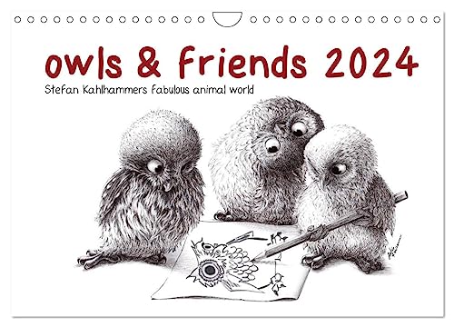 owls & friends 2024 (Wandkalender 2024 DIN A4 quer), CALVENDO Monatskalender von CALVENDO