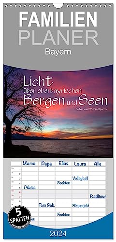 Familienplaner 2024 - Licht über oberbayrischen Bergen und Seen mit 5 Spalten (Wandkalender, 21 cm x 45 cm) CALVENDO